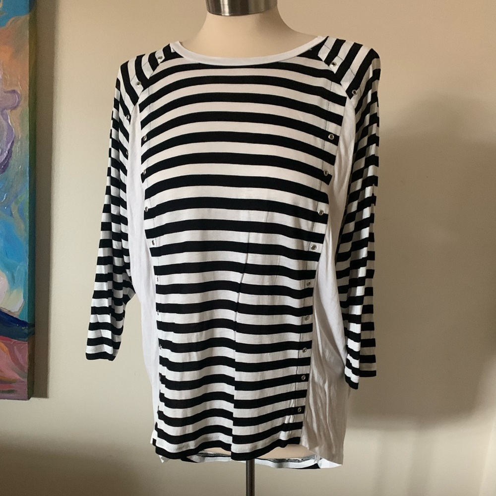 NWT Michael Kors Navy/White Striped Top M